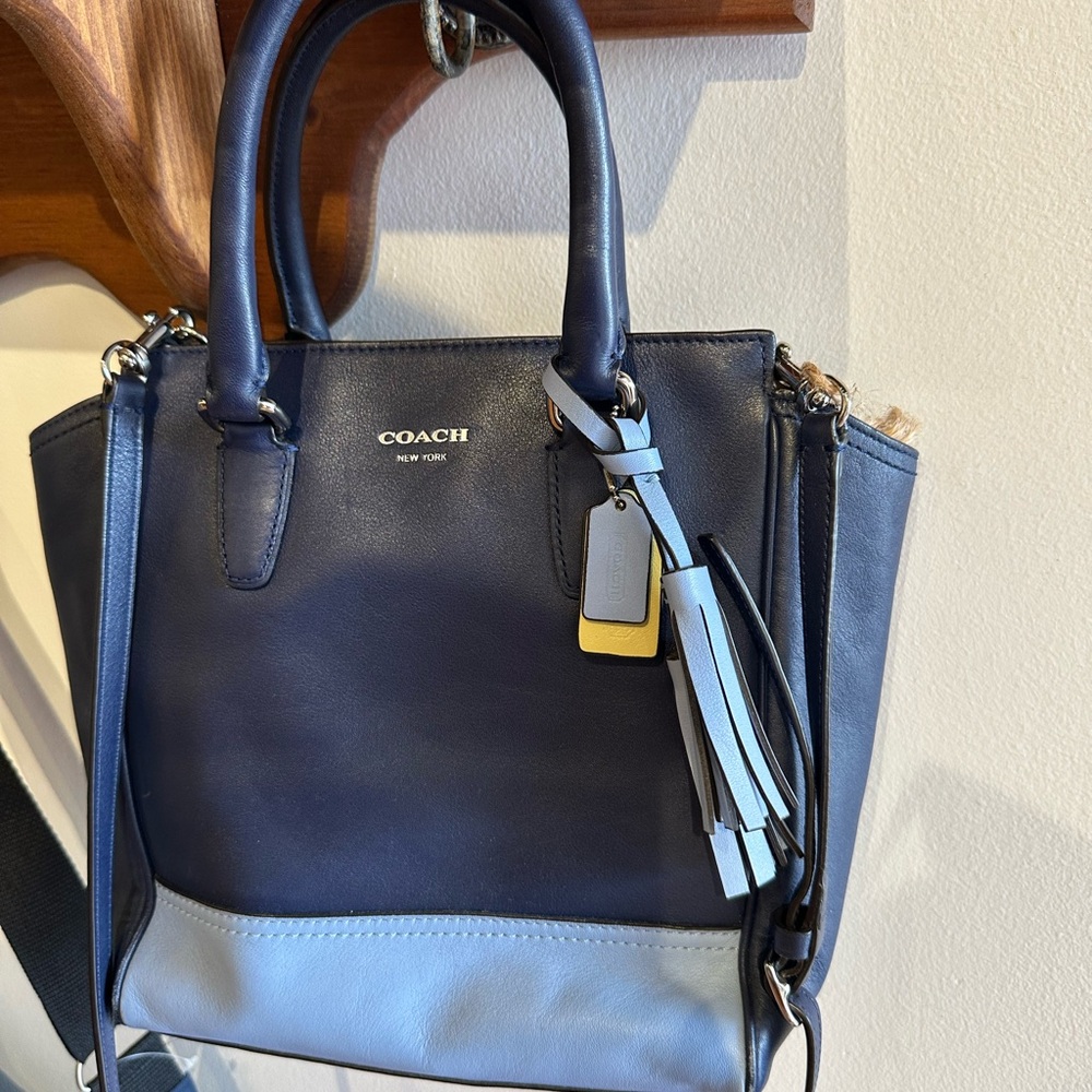 SOLD!!! Coach Blue Crossbody Bag with Color Blocking and Tassel